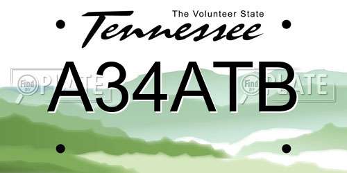 A34ATB Tennessee License Plate