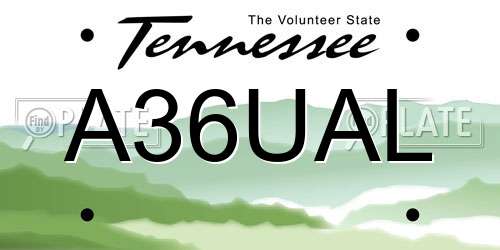 A36UAL Tennessee License Plate
