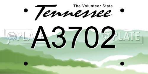A3702 Tennessee License Plate