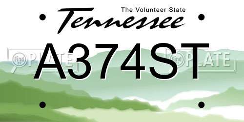 A374ST Tennessee License Plate