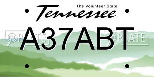 A37ABT Tennessee License Plate