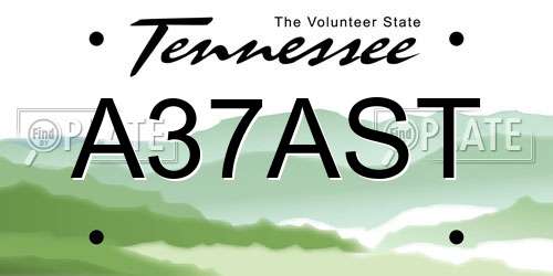 A37AST Tennessee License Plate