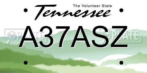 A37ASZ Tennessee License Plate