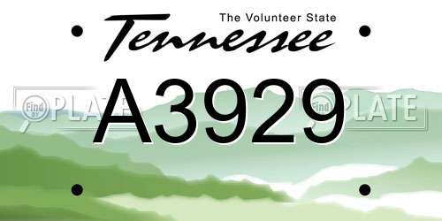 A3929 Tennessee License Plate
