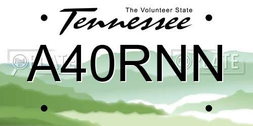 A40RNN Tennessee License Plate