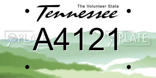 A4121 Tennessee License Plate