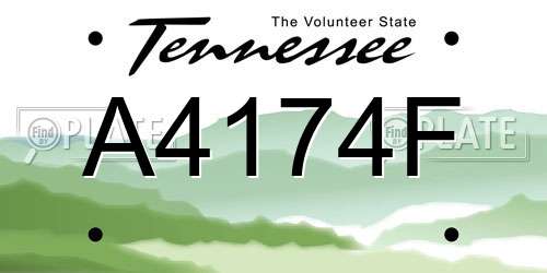 A4174F Tennessee License Plate