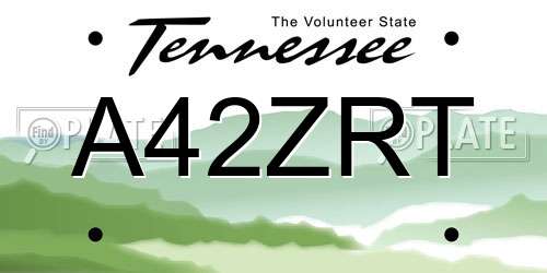 A42ZRT Tennessee License Plate