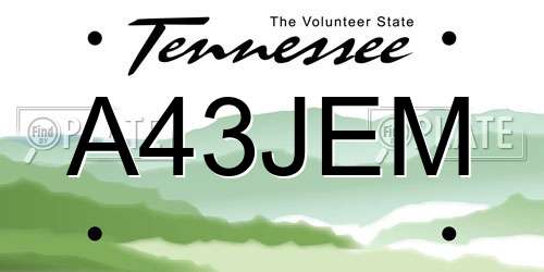 A43JEM Tennessee License Plate