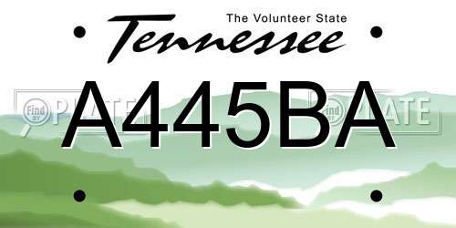 A445BA Tennessee License Plate