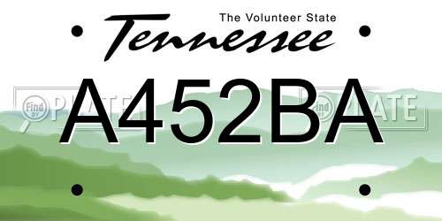 A452BA Tennessee License Plate