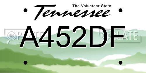 A452DF Tennessee License Plate