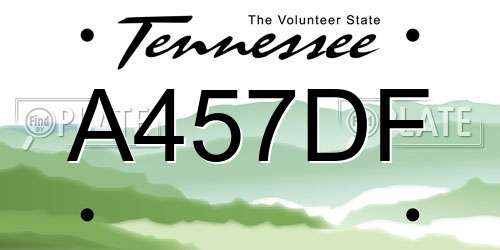 A457DF Tennessee License Plate