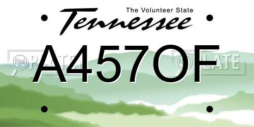 A457OF Tennessee License Plate