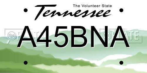 A45BNA Tennessee License Plate