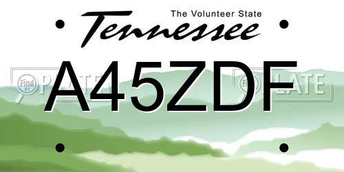 A45ZDF Tennessee License Plate