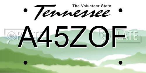 A45ZOF Tennessee License Plate