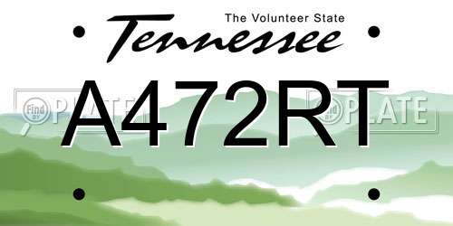 A472RT Tennessee License Plate