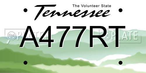 A477RT Tennessee License Plate