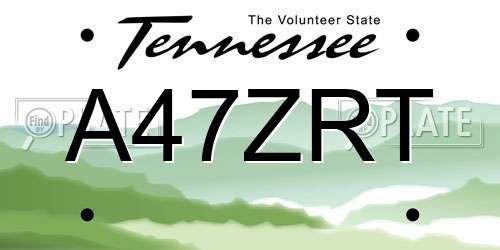 A47ZRT Tennessee License Plate
