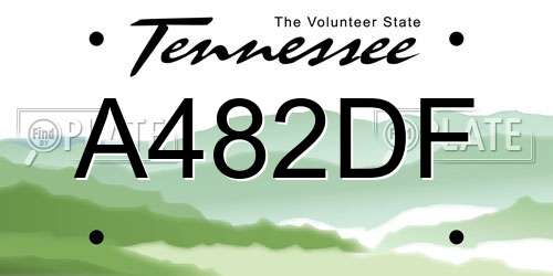 A482DF Tennessee License Plate