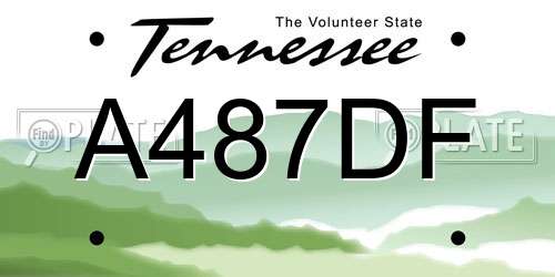 A487DF Tennessee License Plate