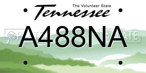A488NA Tennessee License Plate