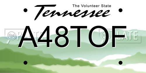 A48TOF Tennessee License Plate