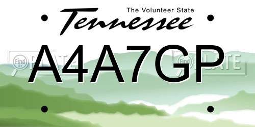 A4A7GP Tennessee License Plate