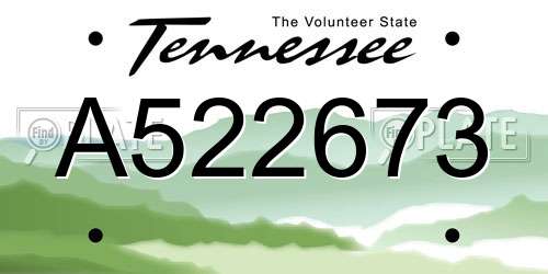 A522673 Tennessee License Plate