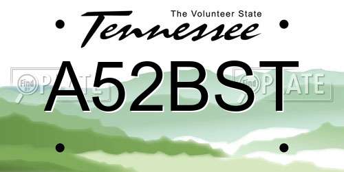 A52BST Tennessee License Plate