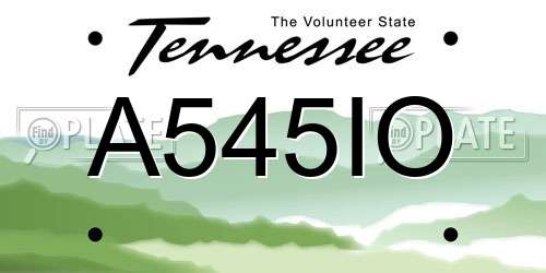 A545IO Tennessee License Plate