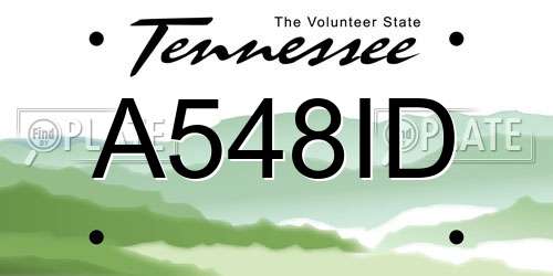 A548ID Tennessee License Plate