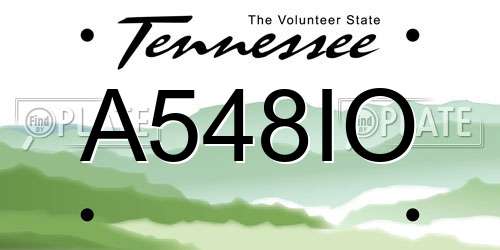 A548IO Tennessee License Plate