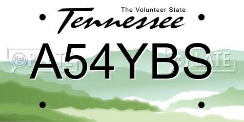 A54YBS Tennessee License Plate