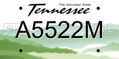 A5522M Tennessee License Plate