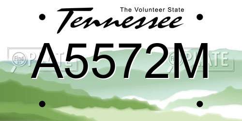 A5572M Tennessee License Plate
