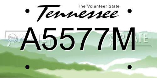 A5577M Tennessee License Plate