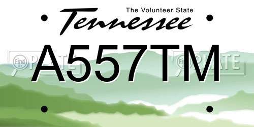 A557TM Tennessee License Plate