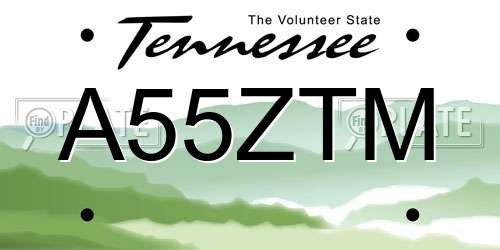 A55ZTM Tennessee License Plate