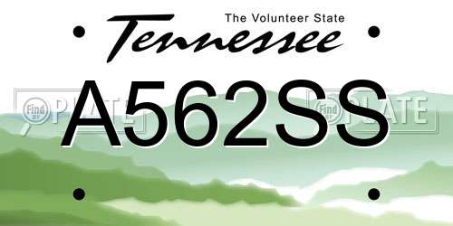 A562SS Tennessee License Plate