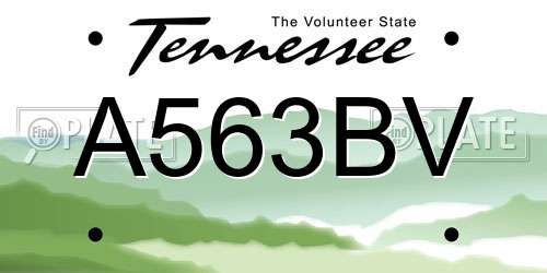 A563BV Tennessee License Plate