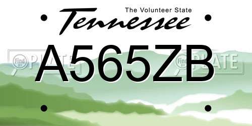 A565ZB Tennessee License Plate