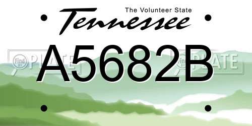 A5682B Tennessee License Plate