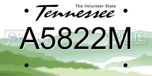 A5822M Tennessee License Plate
