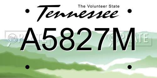 A5827M Tennessee License Plate