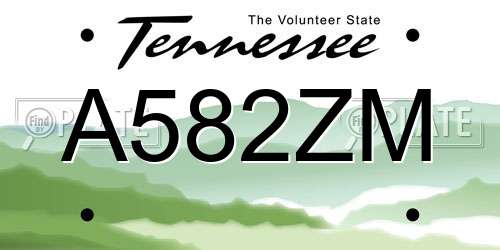 A582ZM Tennessee License Plate