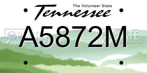 A5872M Tennessee License Plate