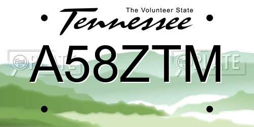 A58ZTM Tennessee License Plate
