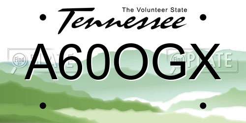 A60OGX Tennessee License Plate